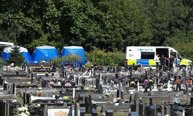 Human remains are found in skip near cemetery sparking police probe