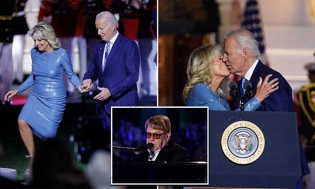 Biden packs on PDA with Jill ahead of Elton John performance