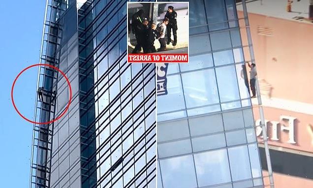 Anti-abortion protester is arrested after scaling skyscraper in LA