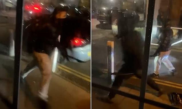 Moment men with machetes & metal pipes smash cars in &apos;Lawless London&apos;
