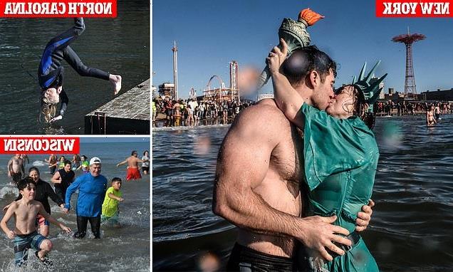 Thousands of Americans go for a swim on New Year&apos;s for charity