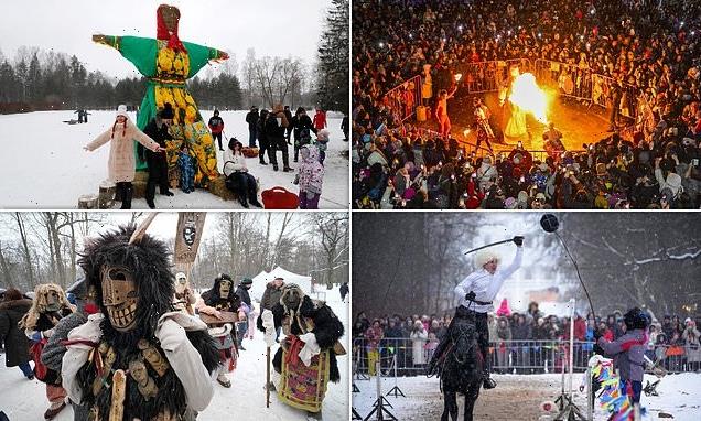Effigy of Lady Winter is burned during Russian Shrovetide celebrations