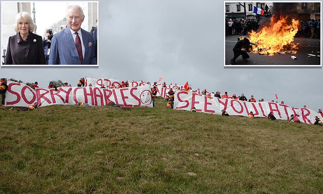 &apos;Sorry Charles, see you later!&apos;: French union workers mock the King