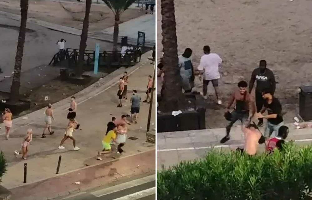 Shocking moment Brits brawl with Ibiza street sellers who viciously punch and stomp on holidaymakers before fleeing | The Sun