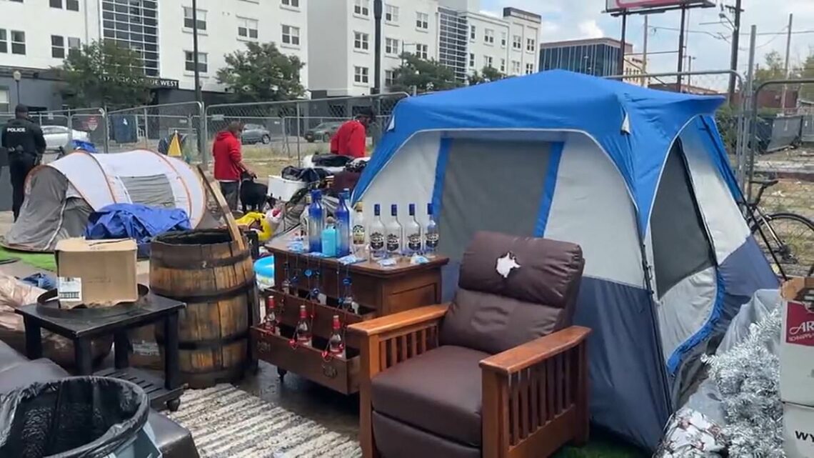 Denver homeless camp has BAR that rents out prostitution tents