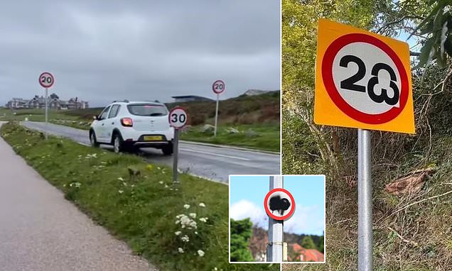 Driver brakes sharply after travelling between a 30mph and 20mph sign