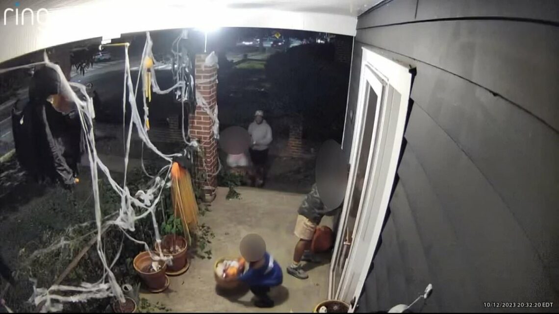 Video shows adults using children to rob DC Halloween decorations