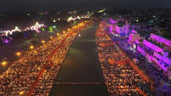 World record after over 2.2 million oil lamps lit for Diwali in India